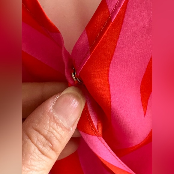 Amanda Uprichard Orange & Red Geometric V Neck Mini Dress 100% Silk Chev… - Picture 4 of 13